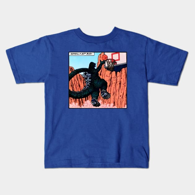 GODZILLA BALLING Kids T-Shirt by Dystopianpalace